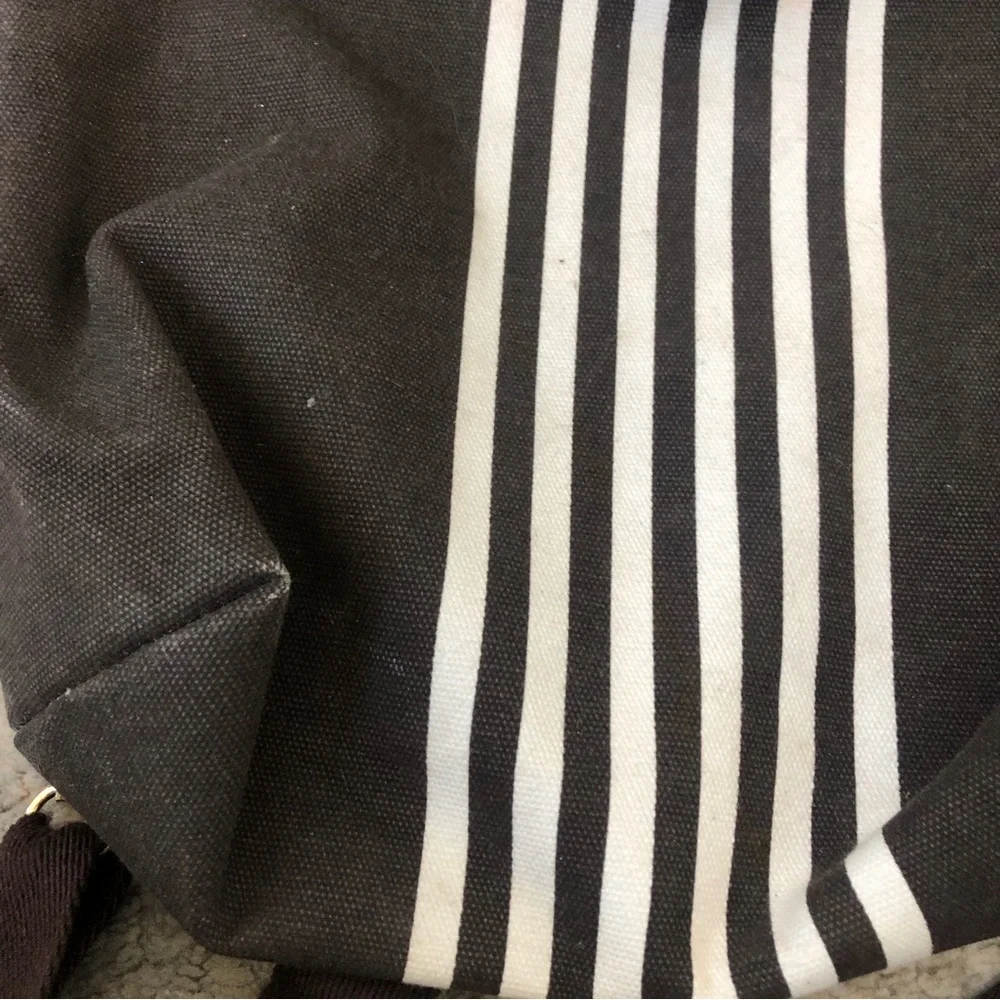 Henri Bendel Brown and White Stripe Convertible Nylon Travel Packable Backpack
